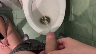 I shake the last drops of urine into her mouth after peeing.