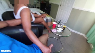 Hot EBONY WIFE Meets a STRANGER in a Hotel - Playing with BBC, Window Wide Open